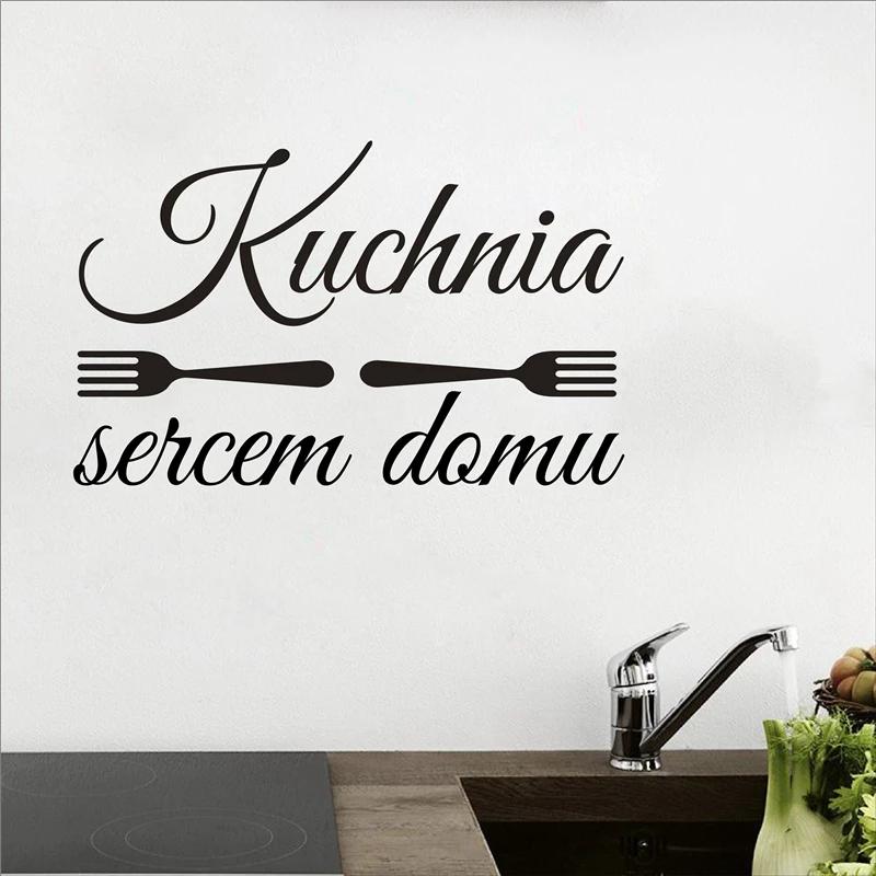 Dekoracja Kuchni Kuchnia Sercem Domu Naklejka Winylowa , Poland Wall Art Decals Kitchen Is The Heart Of The House 